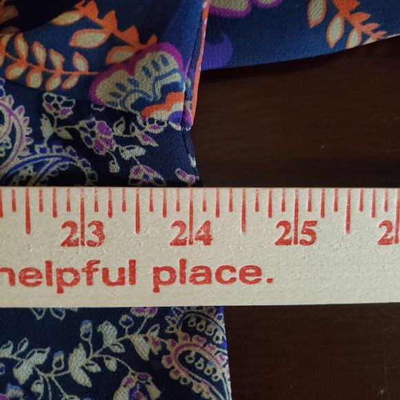 Chaps X Ralph Lauren Paisley Boho 3/4 Sleeve V-Neck Button Blouse Size XL Hippie - Picture 9 of 10